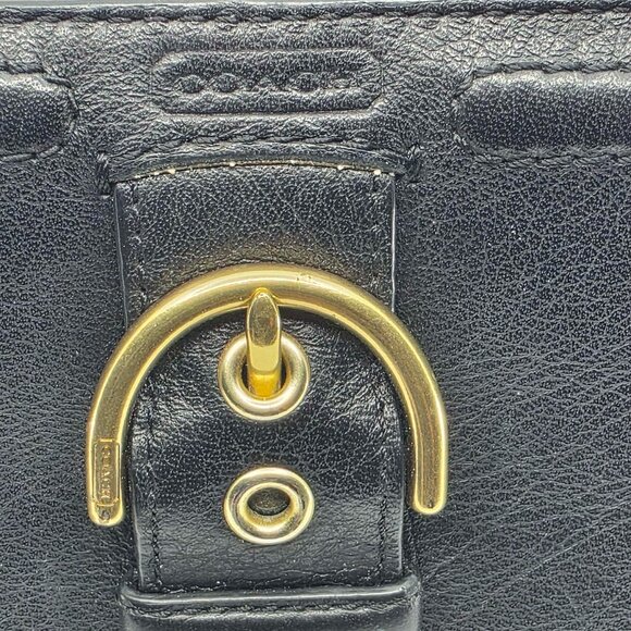 Coach Handbags - Coach Soho Black Leather Buckle Zip Around Accordion Wallet Gold Hardware